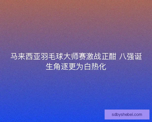 马来西亚羽毛球大师赛激战正酣 八强诞生角逐更为白热化