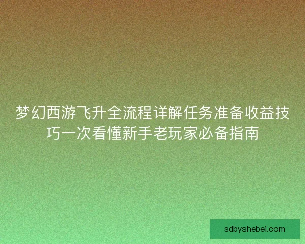 梦幻西游飞升全流程详解任务准备收益技巧一次看懂新手老玩家必备指南